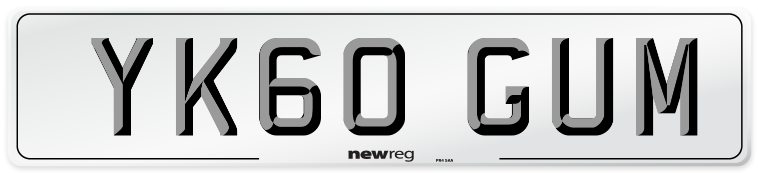 YK60 GUM Number Plate from New Reg